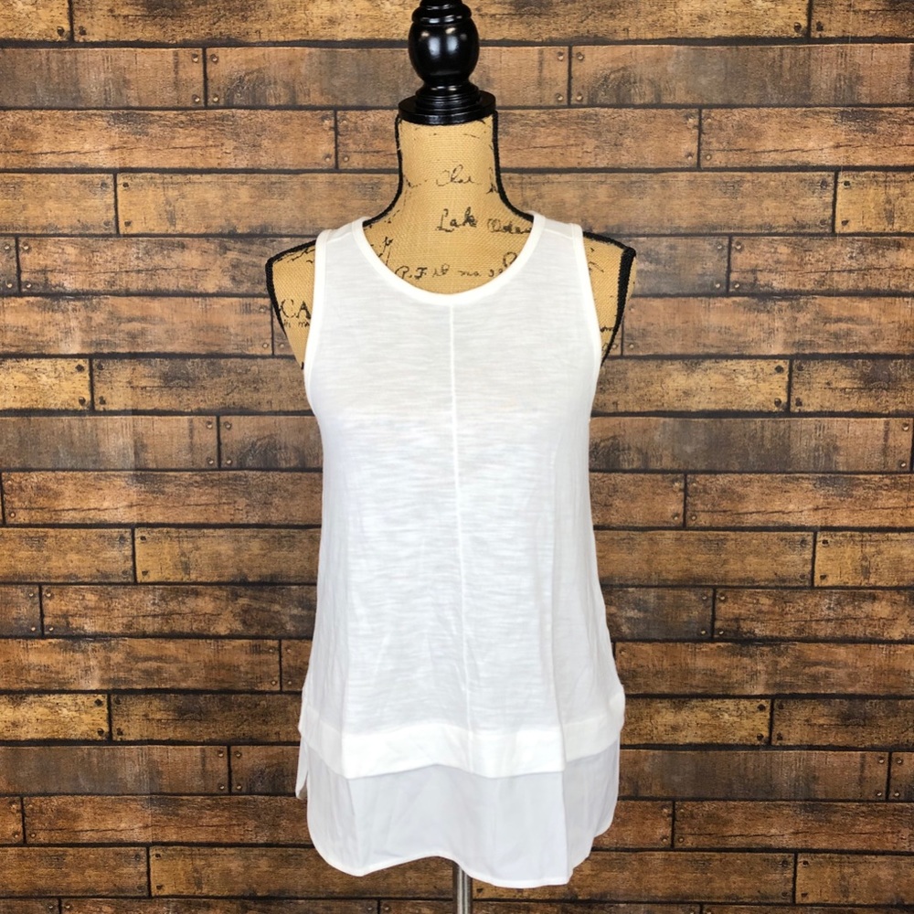 J Crew Small Mixed Media Tank Top Ivory White